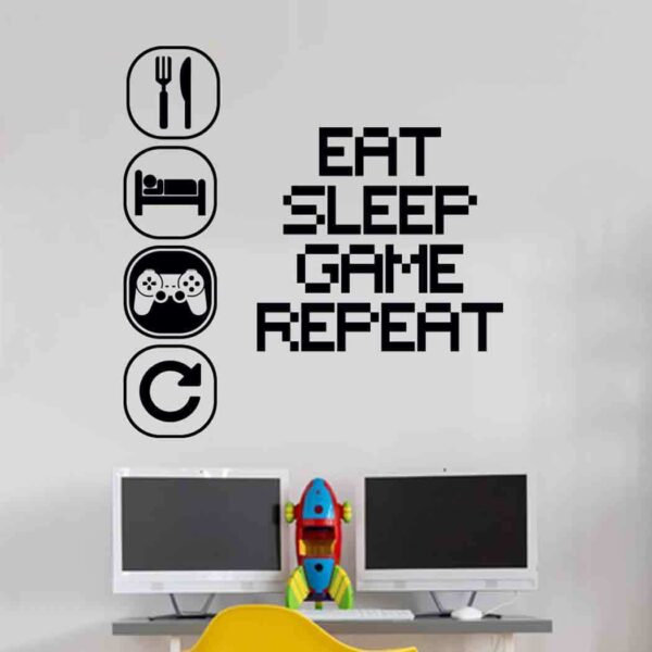 Eat-Sleep-Play-Wall-Sticker-Mural-Vinyl-Decal-Children-room-gamers-art-teenager-252930970862