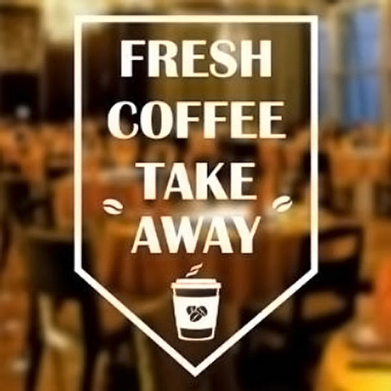 300mm TAKEAWAY vinyl window sticker sign Coffee Shop Cafeteria Cafe Tea Room 